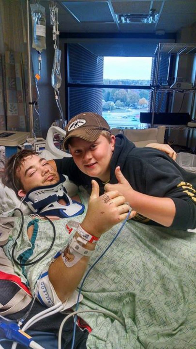PHOTO: Joe Woodring with his cousin Ethan at the hospital. 