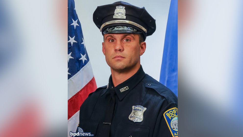 Officer John Moynihan, 34, was shot Friday night at a motor vehicle stop. He is a six-year veteran of the Boston Police Department.