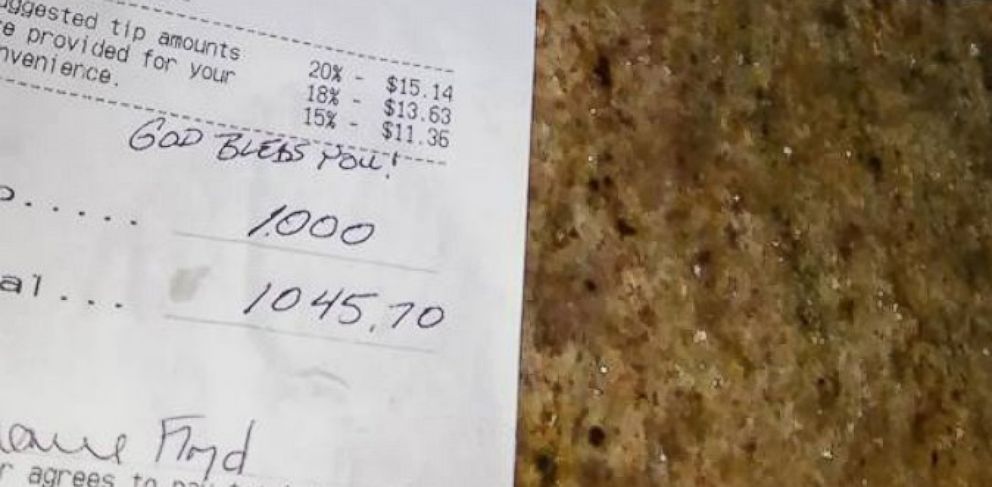 North Carolina Waitress Receives 1 000 Tip On 75 Tab Abc News