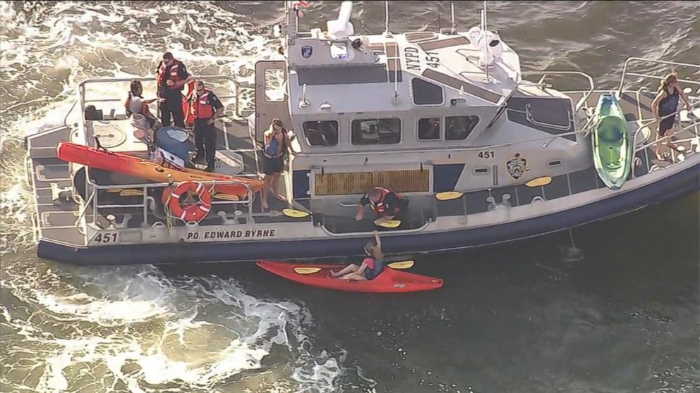 PHOTO: As many as 10 kayakers were hit by a ferry in the Hudson River after it left Pier 79, according to the NYPD.