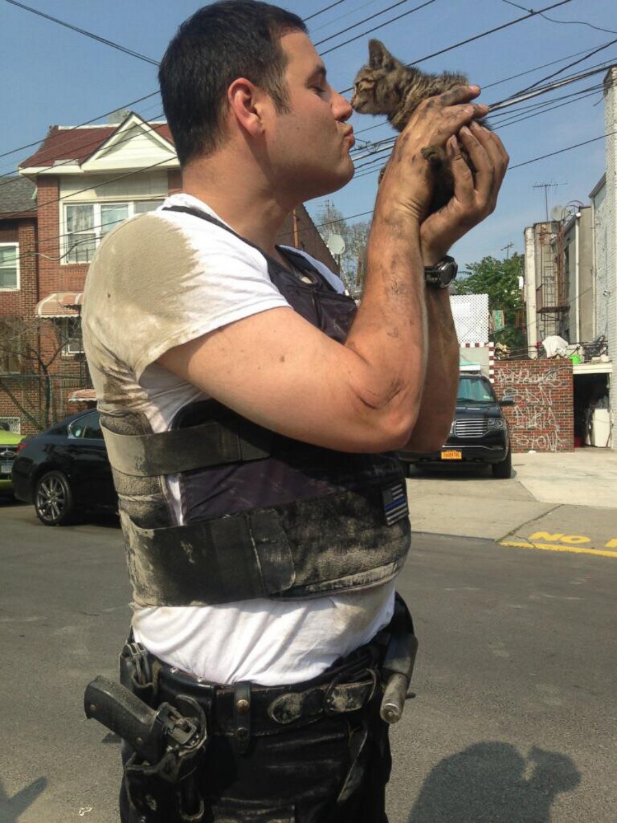 PHOTO: The New York Police Department posted this photo after one of its officers saved a kitten from an engine block.