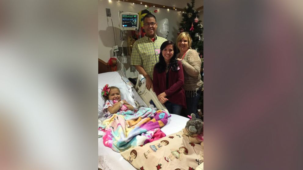 Kyree Beachem, 8, met with Luis Morales and Evelyn Moarales, the parents of late 5-year-old Arianna Morales, who donated her organs to Beachem on Dec. 16, 2015 at the Children's Hospital of Pittsburgh of UPMC.