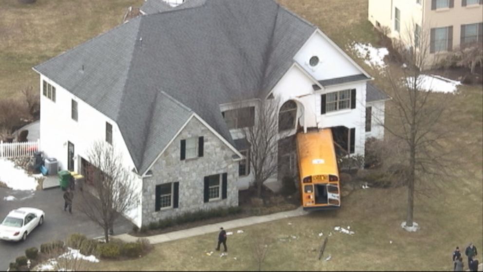 PHOTO: A school bus crashed into a house in Blue Bell, Pa., March 24, 2015.