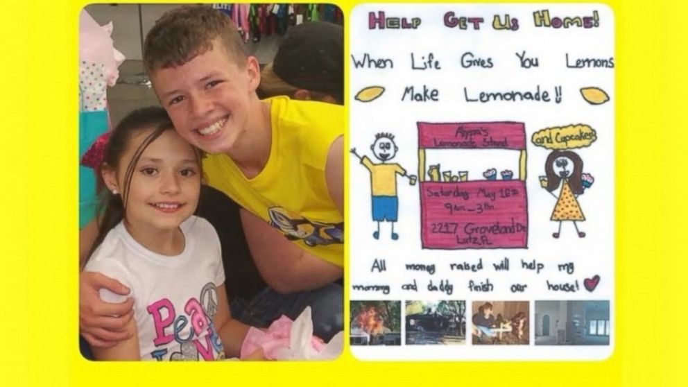 Alyssa De La Sala held a lemonade stand fundraiser to help rebuild her family's home.