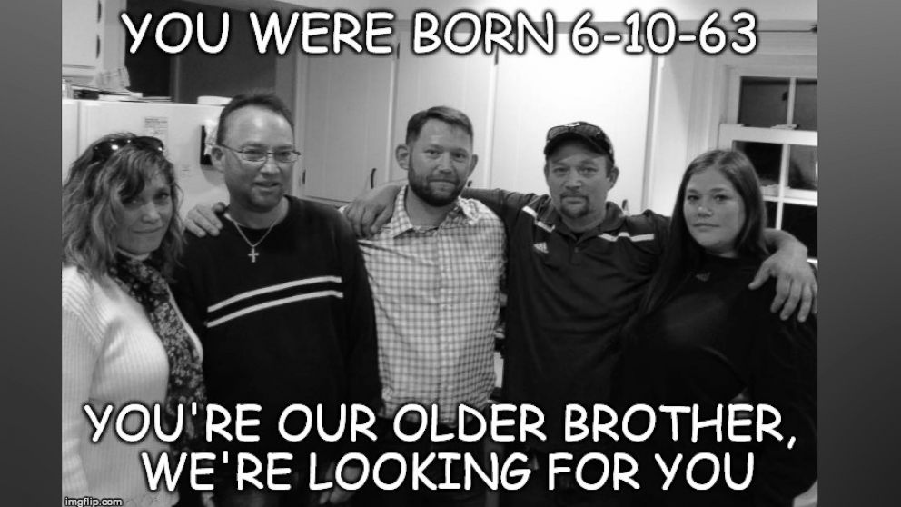 Jerri Kramer's five children posted a meme on Facebook to help look for their long-lost older brother. It has garnered more than 41,000 shares.