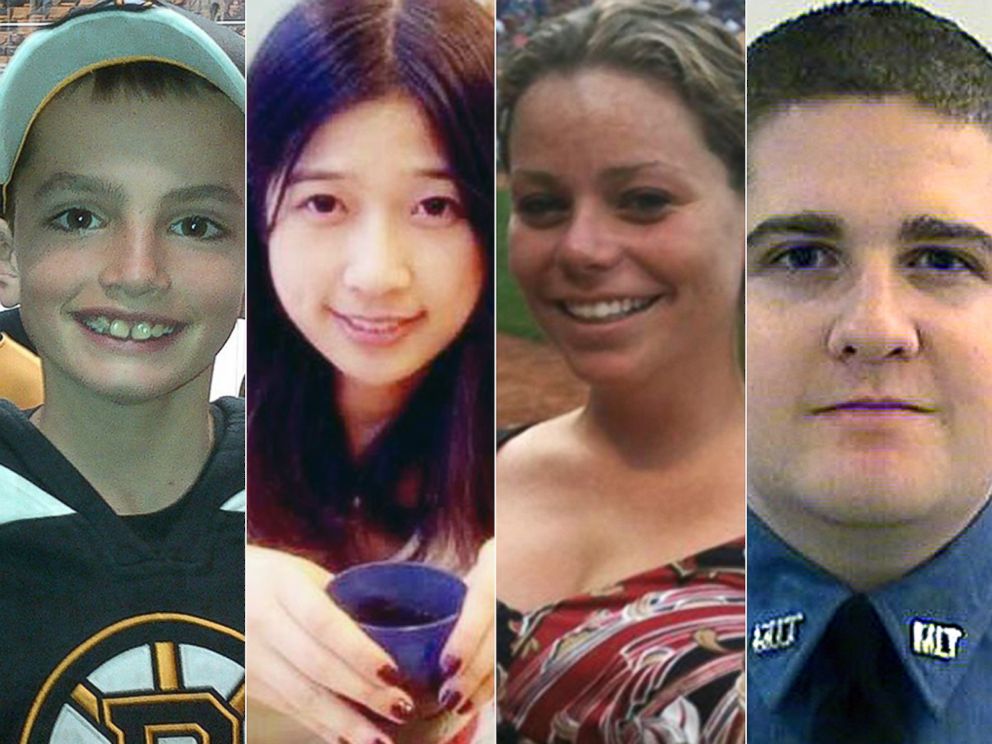 PHOTO: From left, Martin Richard, Lingzi Lu, Krystle Campbell and Sean Collier, all victims of the Boston marathon bombing and the aftermath, are seen here.