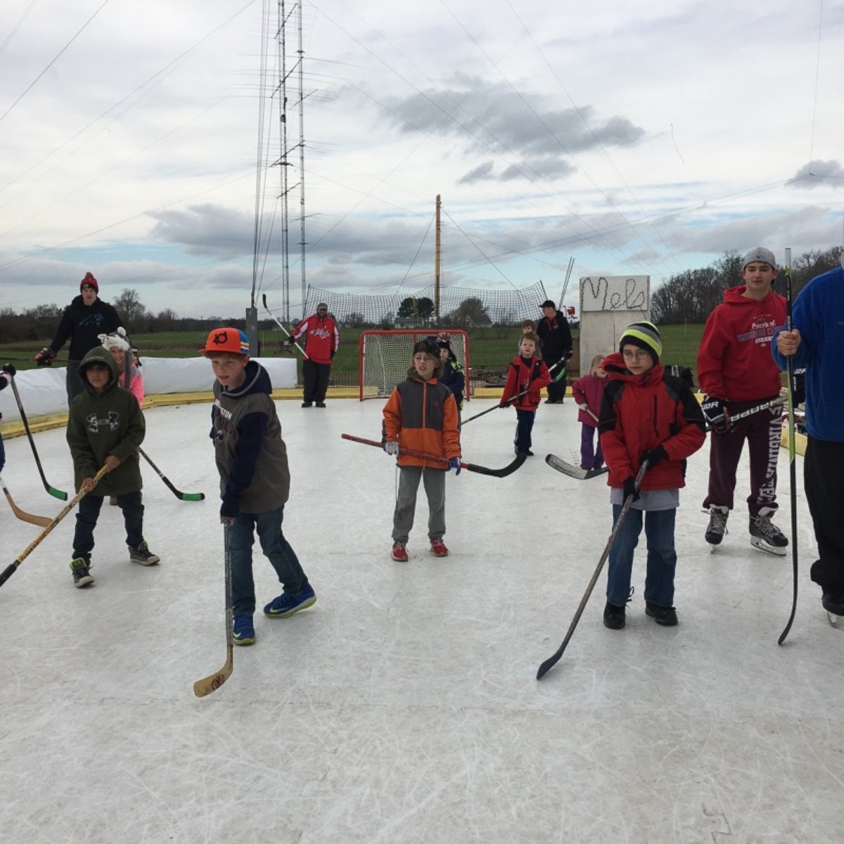 PHOTO:Kids play on 'Mel's Rink.' The rink, in Maryland resident Marc Kohn's backyard, is in danger of having to be taken down because it's not in compliance with local laws.