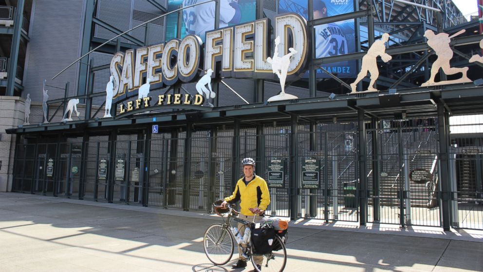 Matt Stoltz is cycling to all 30 Major League Baseball stadiums for charity.
