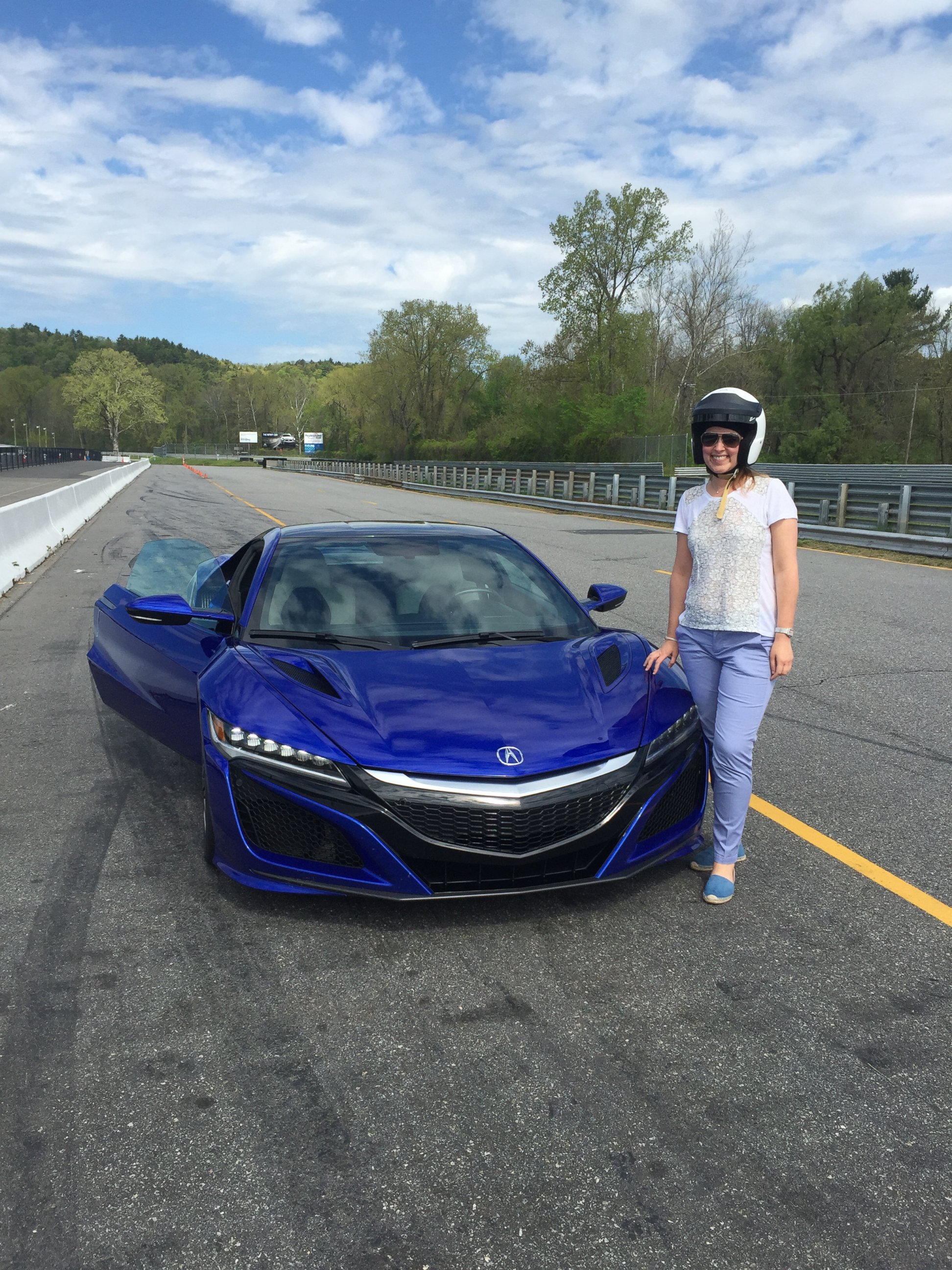 PHOTO: Reporter Morgan Korn is about to test-drive the $156,000 Acura NSX "supercar" at Lime Rock Park in Connecticut.