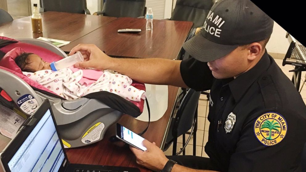 PHOTO: Miami Police Department officers rescued a 2-month-old baby found next to its unconscious mother after a car crash, Sept. 12, 2016, according to Miami PD Lt. Freddie Cruz.