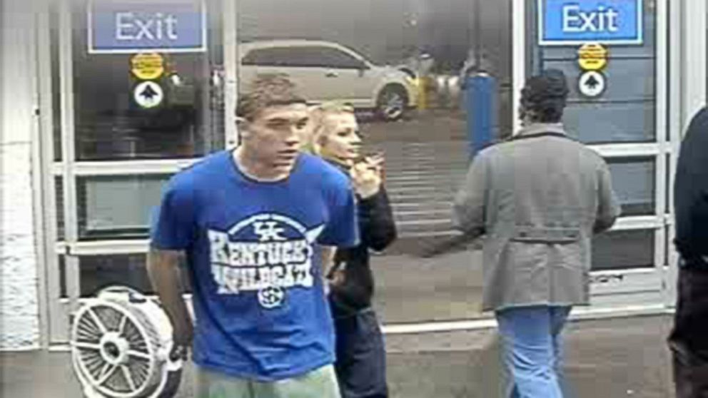 Surveillance images from a Manning, South Carolina Walmart released Jan. 15, 2015 by the Grayson County, Kentucky Sheriff's Office show Dalton Hayes, 18, and Cheyenne Phillips, 13.