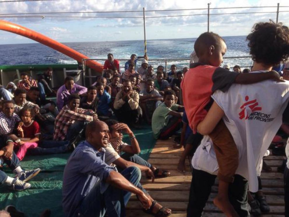 PHOTO: @MSF_Sea posted this photo to Twitter on Oct. 10, 2015 with the caption: "BREAKING: After an early start on much calmer seas, the #Argos has rescued 242 people from a wooden boat in distress."