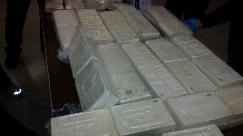 New York City police seized 136 pounds of cocaine worth up to $3 million and arrested two suspected narcotics traffickers, officials said, Dec. 19, 2015.