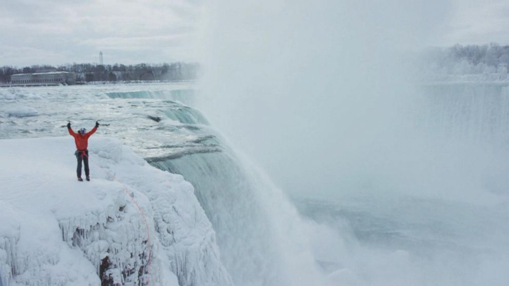 PHOTO: Will Gadd, a professional climber, scaled a frozen section of Niagara Falls, Jan. 27, 2015.