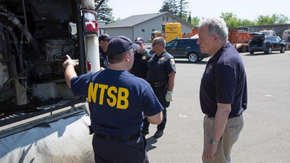 @NTSB tweeted this photo on April 12, 2014, "NTSB investigator identifies the Electronic Control Module (ECM) on bus involved in accident."