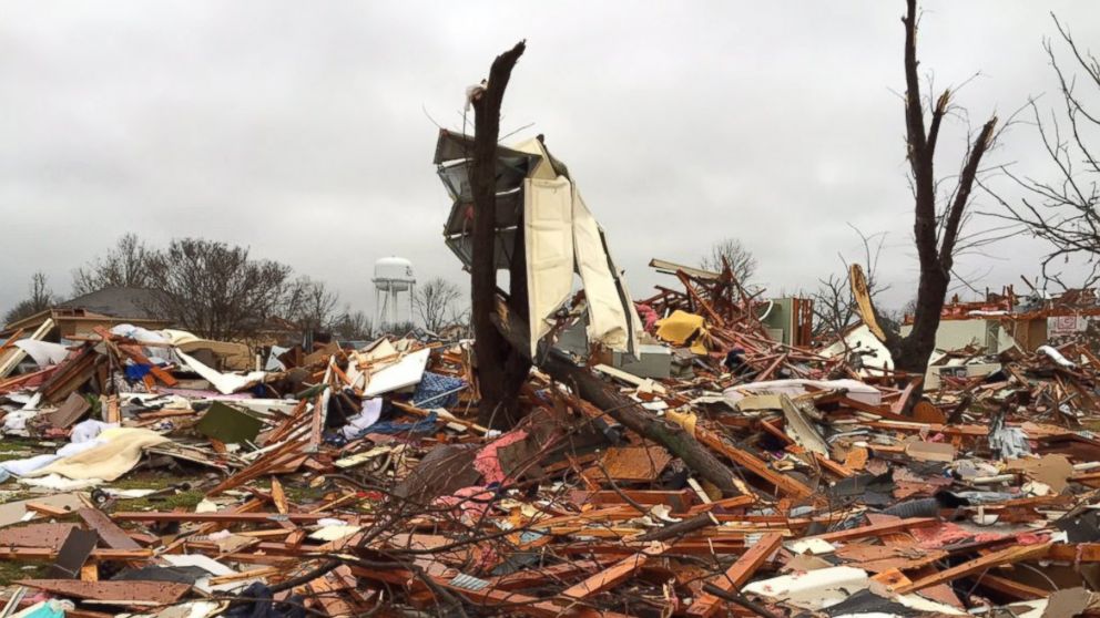 PHOTO: In Rowlett, Texas, a town neighboring Garland, a tornado hit that measured "at least an EF3" level -- meaning it had winds over 135 miles per hour, said the National Weather Service Fort Worth survey team. 