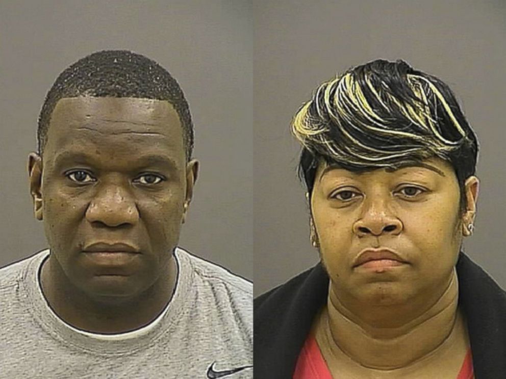 PHOTO: Anthony Spence, 44, (left) and Saverna Bias, 53, (right) are pictured here in their booking photos from March 8, 2016, at Baltimore Central Booking and Intake Center. 
