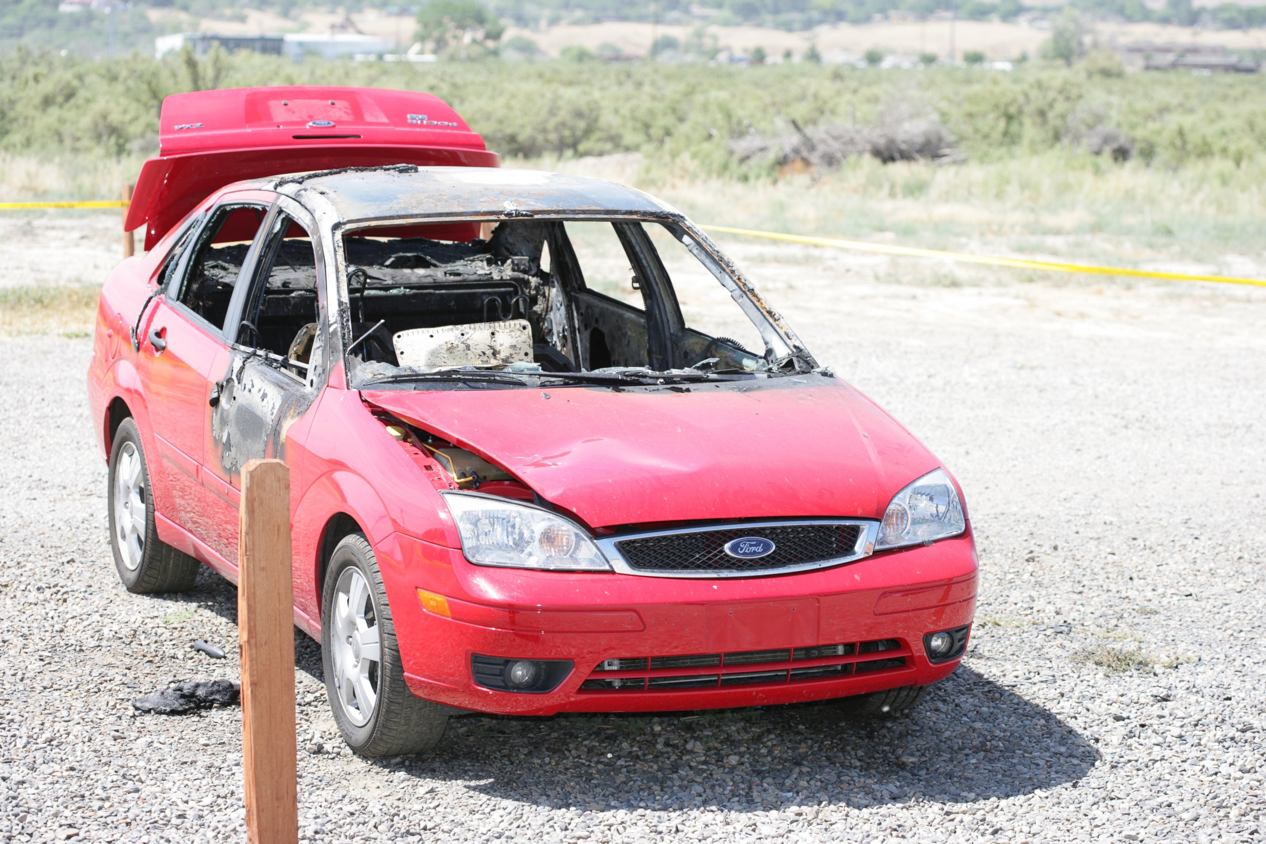PHOTO: Paige Birgfeld's red Ford Focus, pictured here, was found on fire in a parking lot two miles from her Grand Junction, Colorado, home.