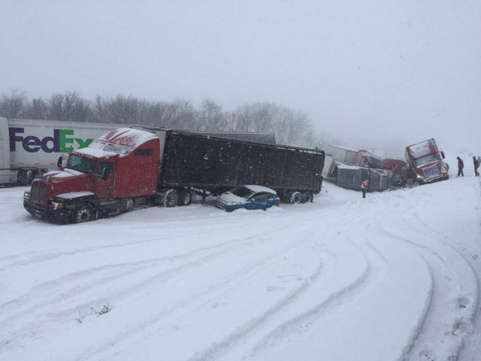 About 50 Cars Involved in Deadly Pile-Up on Snow-Covered Interstate in