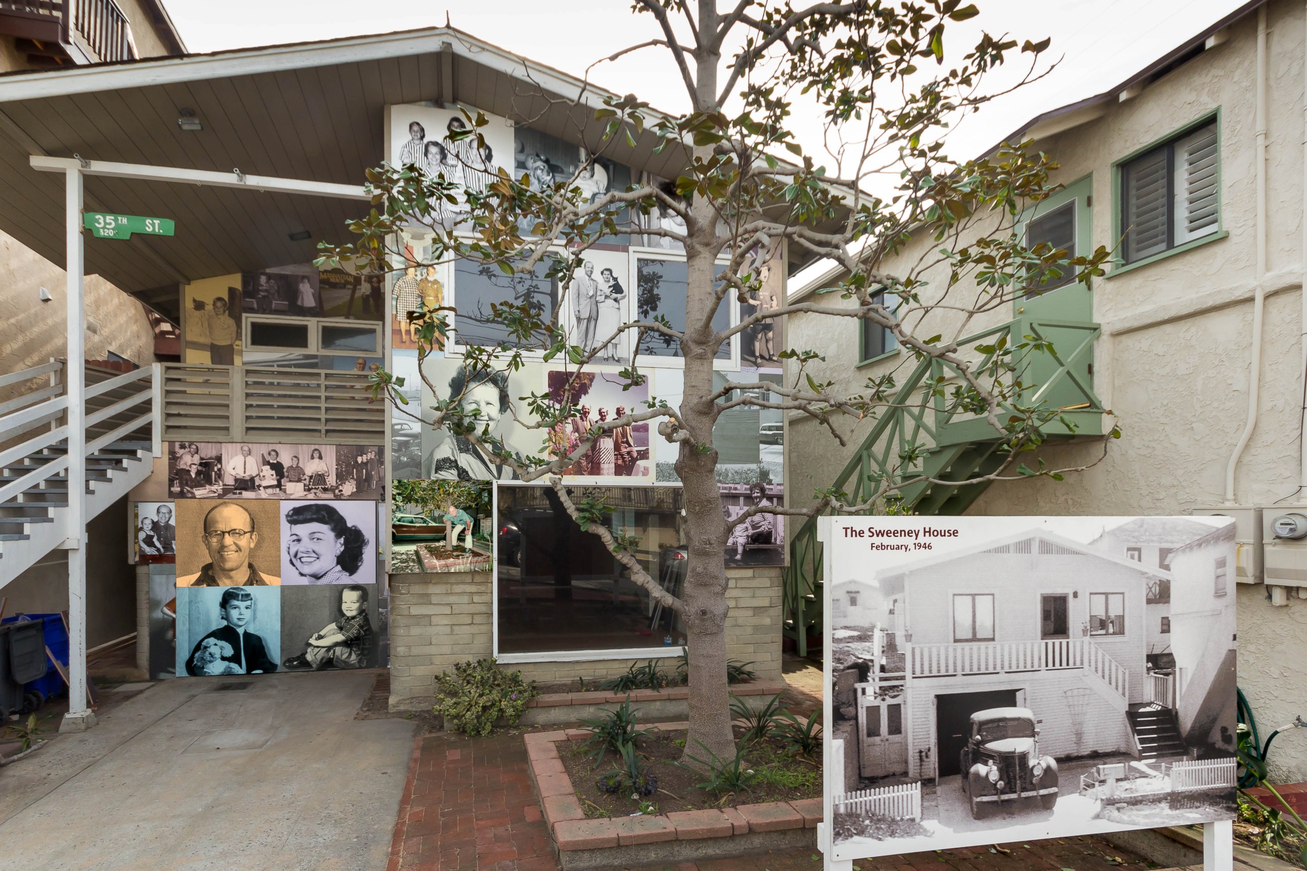 PHOTO: Gary Sweeney created the installation titled "A Manhattan Beach Memoir: 1945-2015" to have one final goodbye to his childhood home. He covered the house in 100 family photos taken by his late father, Mike Sweeney.