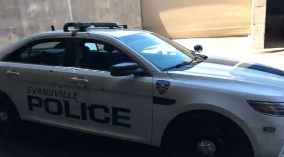 PHOTO: Police in Evansville, Indiana released images of a patrol vehicle, riddled with bullet holes, after getting hit in a deadly ambush last week. 