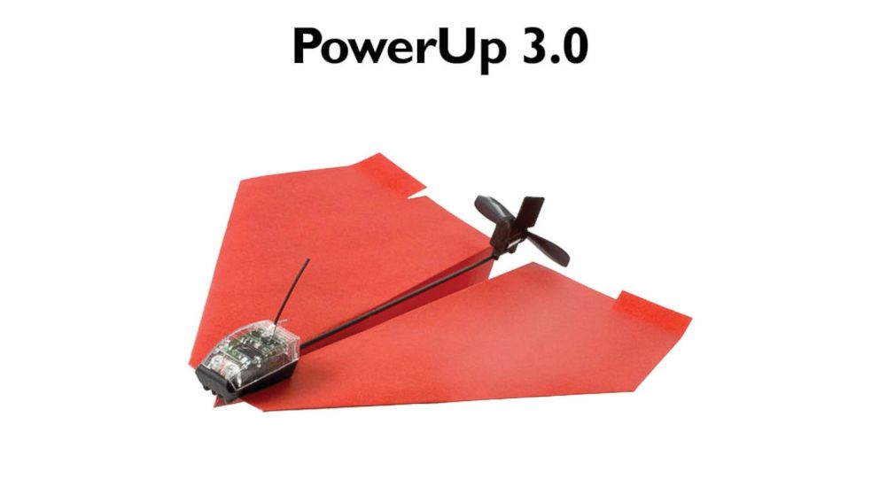 Photo of PowerUp 3.0, a smartphone controlled paper airplane. 