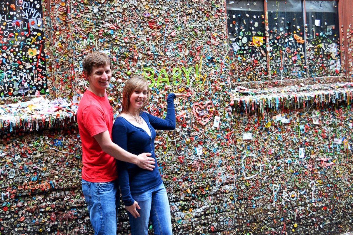 PHOTO: Kristie Hill announced she was pregnant with her first baby while visiting the Gum Wall.