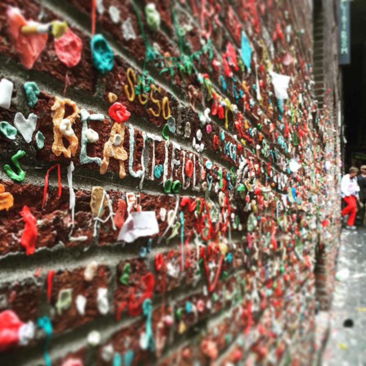 PHOTO: Stacy deBruyn noticed the word "beautiful" written in gum while visiting the wall with her friend earlier this year.