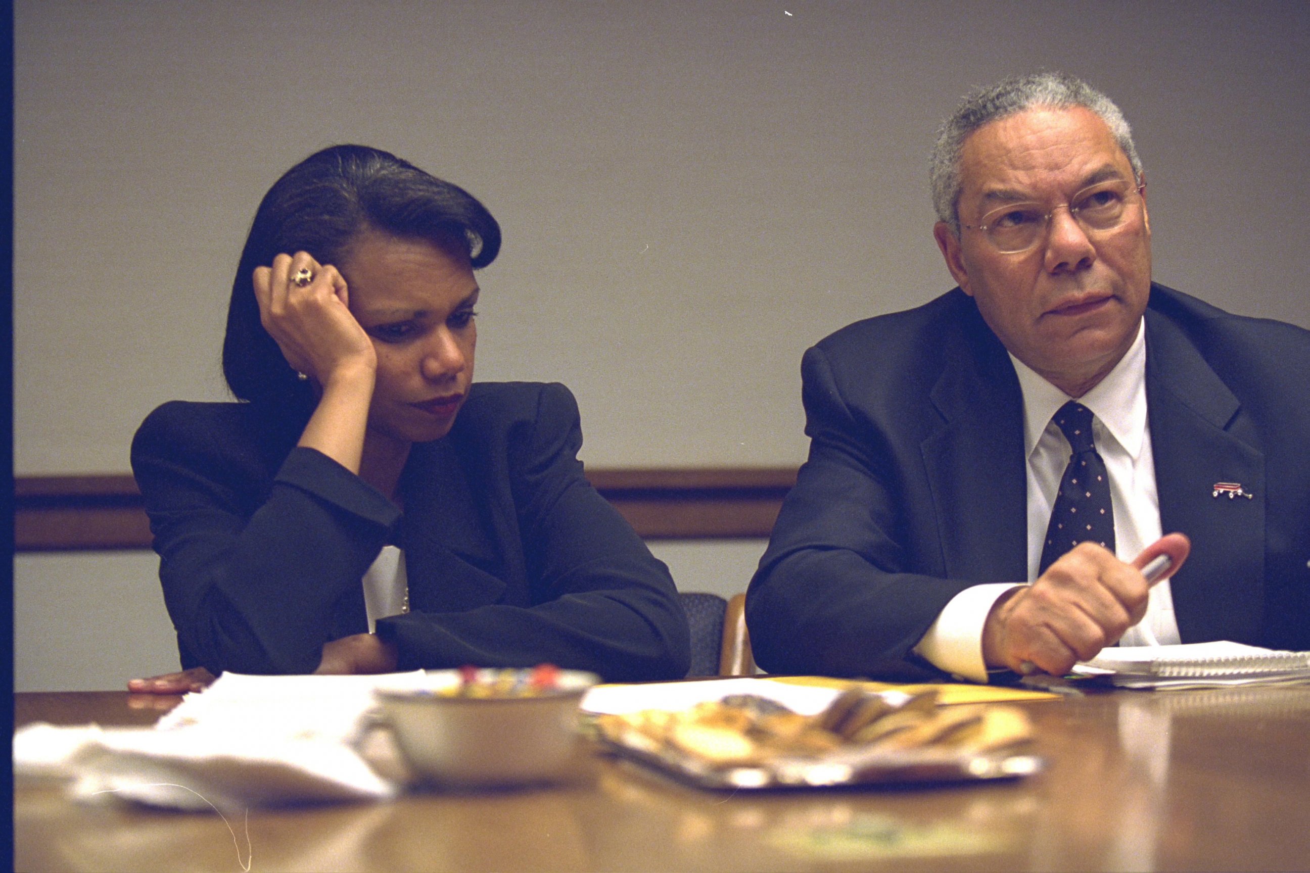 PHOTO: This photo released by the U.S. National Archives shows National Security Advisor Condoleezza Rice and Secretary of State Colin Powell at the President's Emergency Operations Center on Sept. 11, 2001.