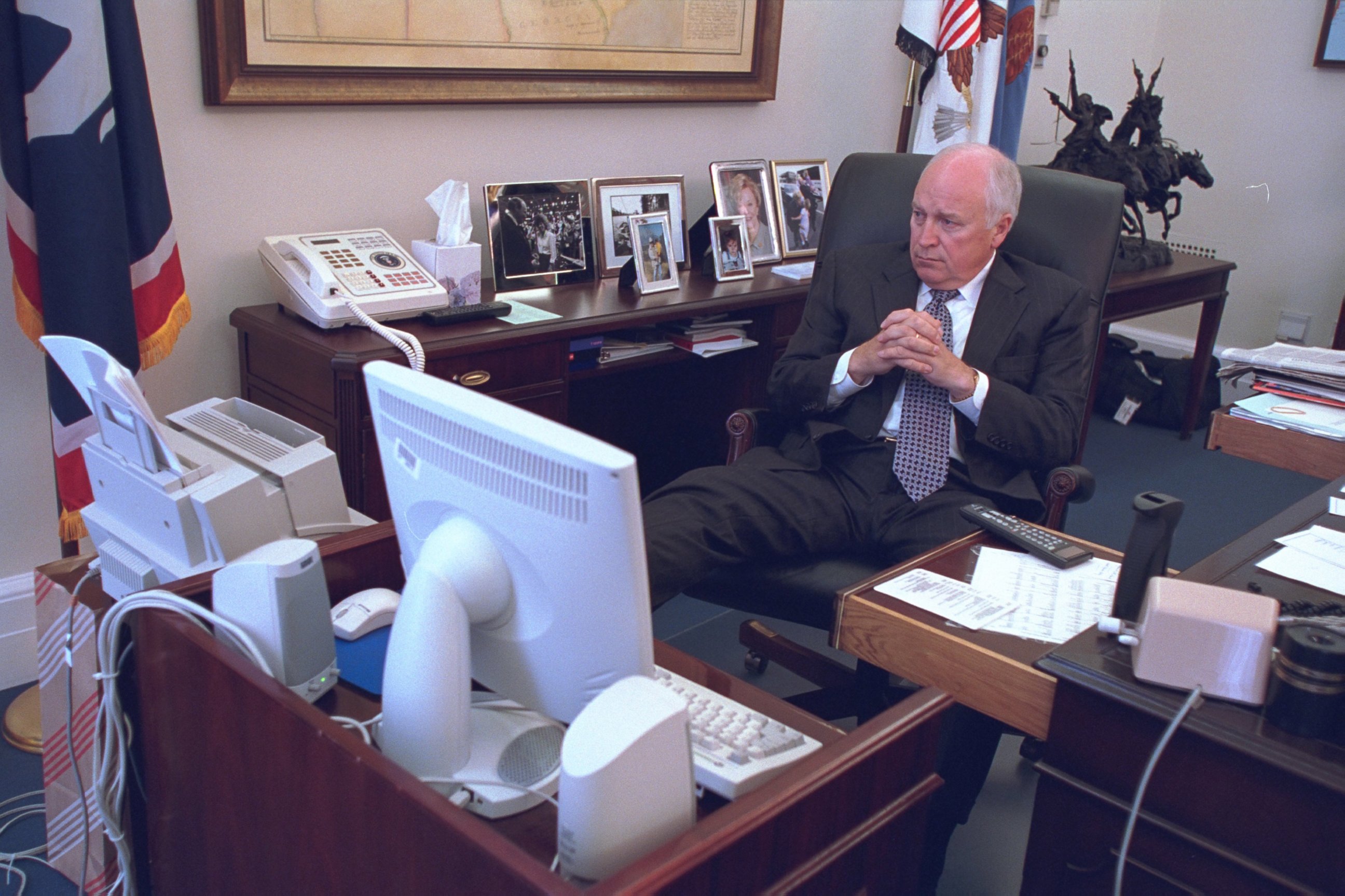 PHOTO: This photo released by the U.S. National Archives shows Vice President Cheney watching TV on September 11, 2001.