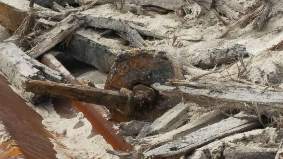 PHOTO: A photo of debris from a shipwreck unearthed in Brick, New Jersey
