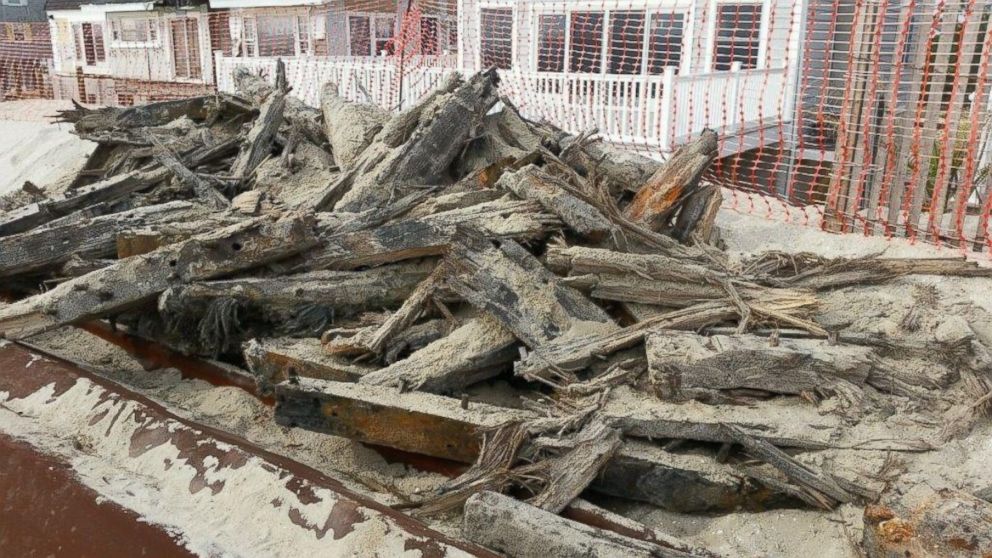 PHOTO: A photo of debris from a shipwreck unearthed in Brick, New Jersey