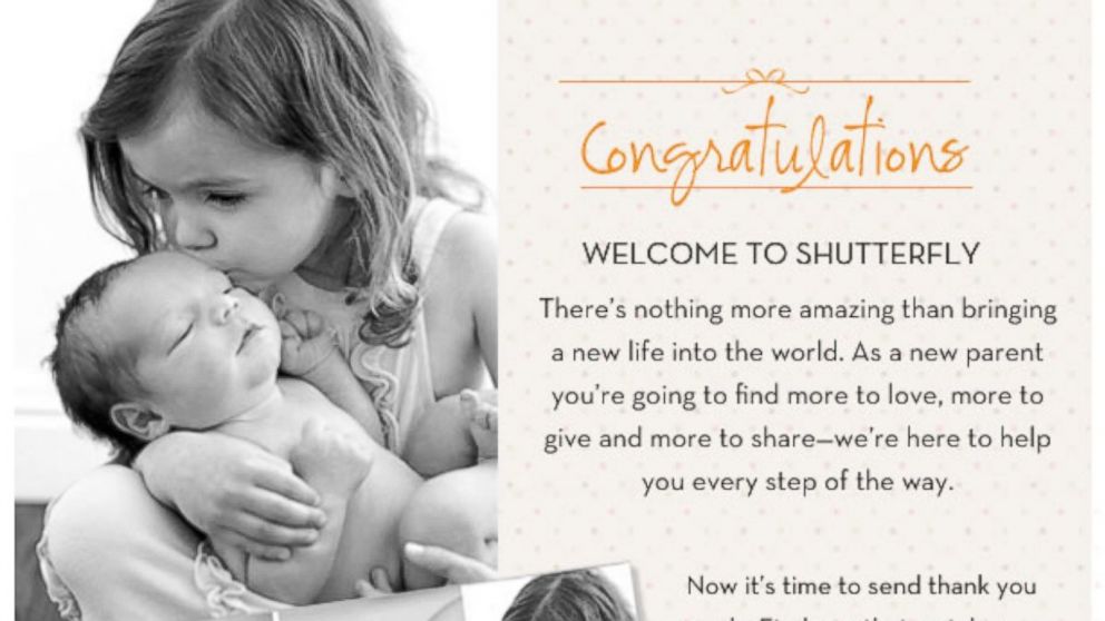 PHOTO: Shutterfly  emailed this congratulations to an untold number of people, May 14, 2014. 