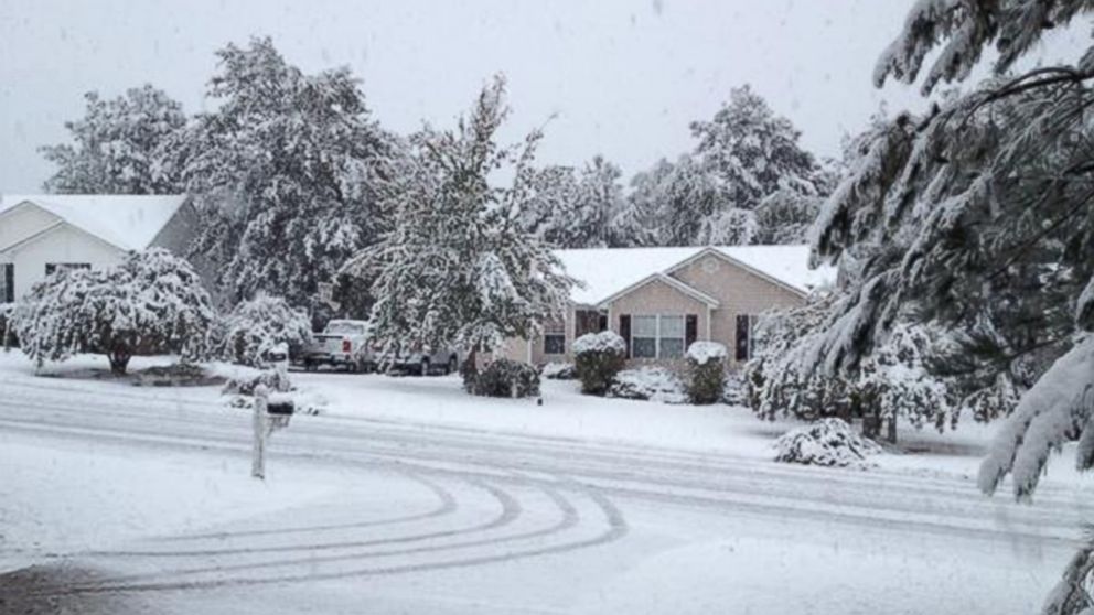PHOTO: Snow covering the ground in Lexington, South Carolina on the first day of November.