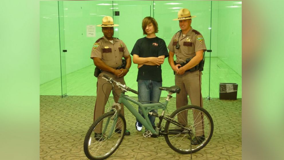 Troopers from the Sioux Falls B squad presented Tanner with a new bicycle on Aug. 16, 2016.
