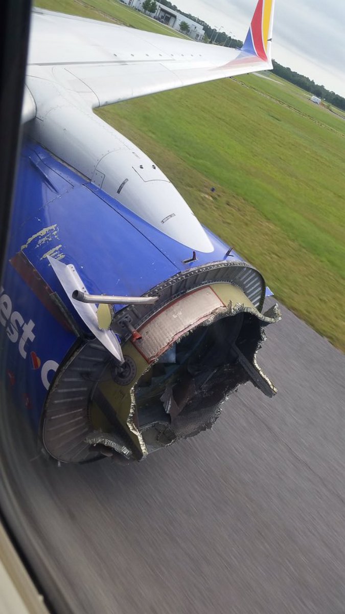 PHOTO: Stephanie posted this photo to Twitter on Aug. 27, 2016: "@10TV southwest plane from New Orleans to Orlando's engine blew in the sky. This was my dads boss's picture he got."