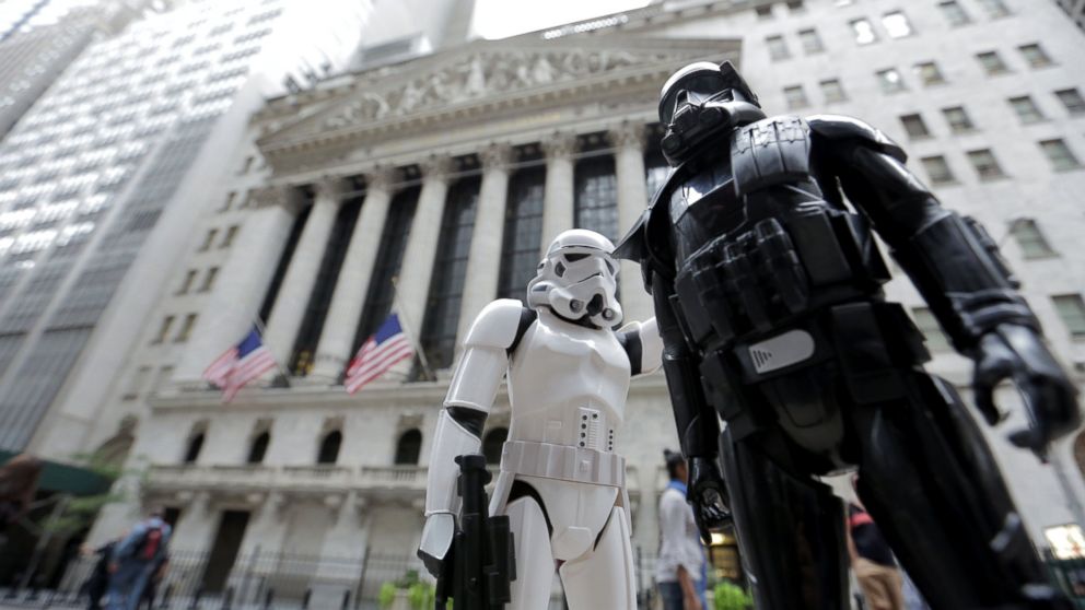PHOTO: Death Trooper and Stormtrooper  arguing over directions outside the New York Stock Exchange.