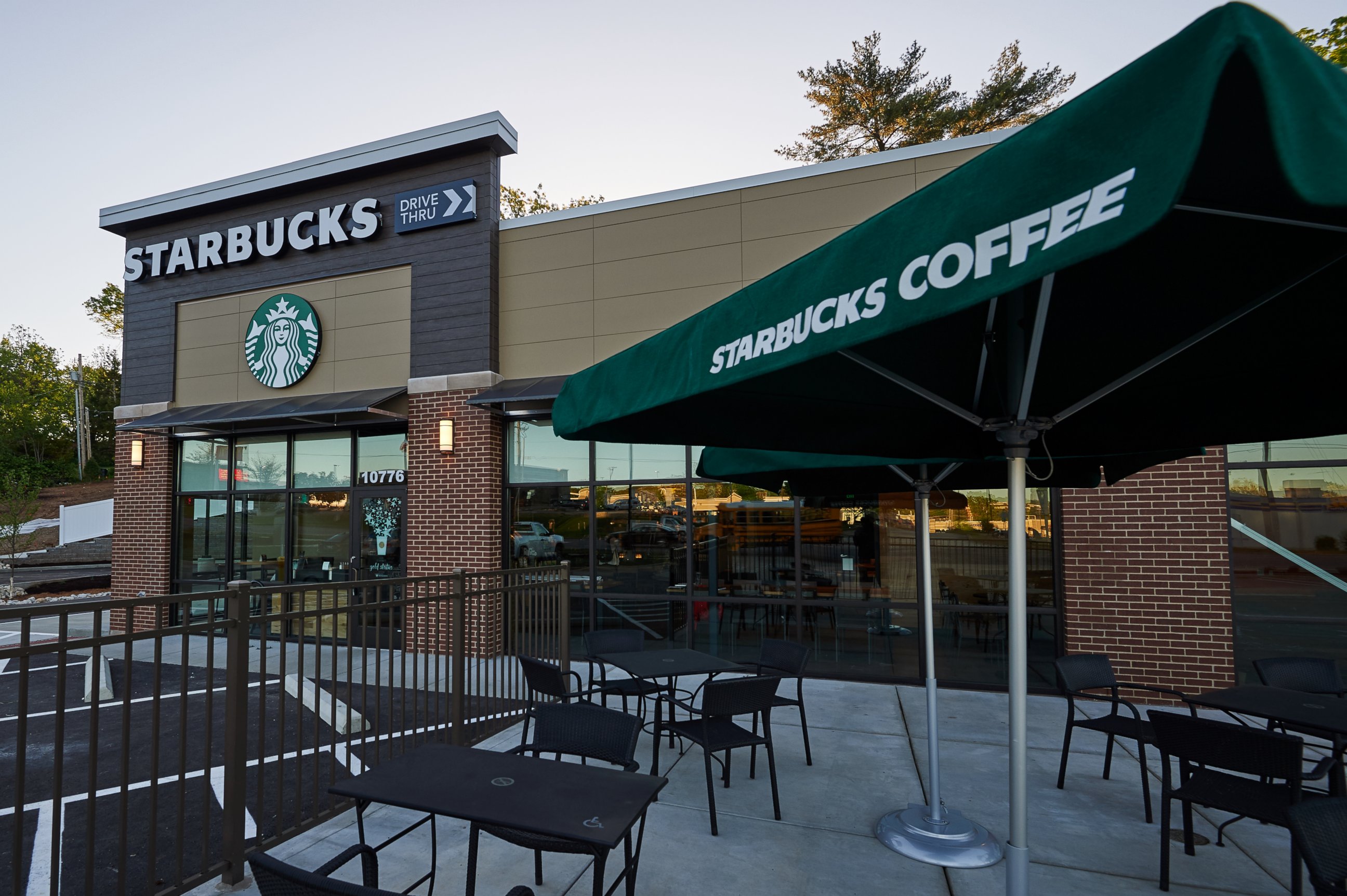 PHOTO: The exterior of the Ferguson Starbucks location is seen here, April 28, 2016, in Ferguson, Missouri. 