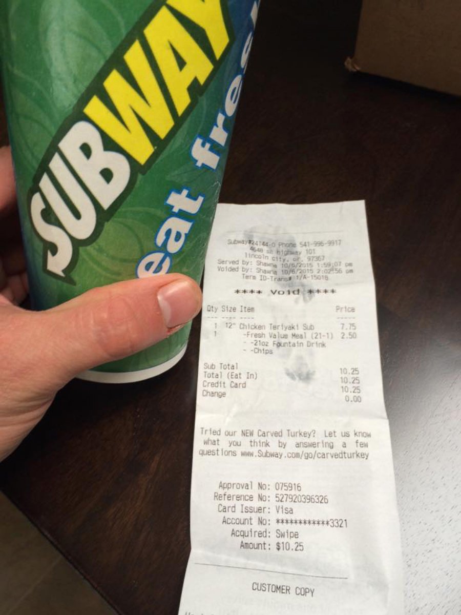 PHOTO: Matt Jones and his coworker received full refunds on their sandwiches
