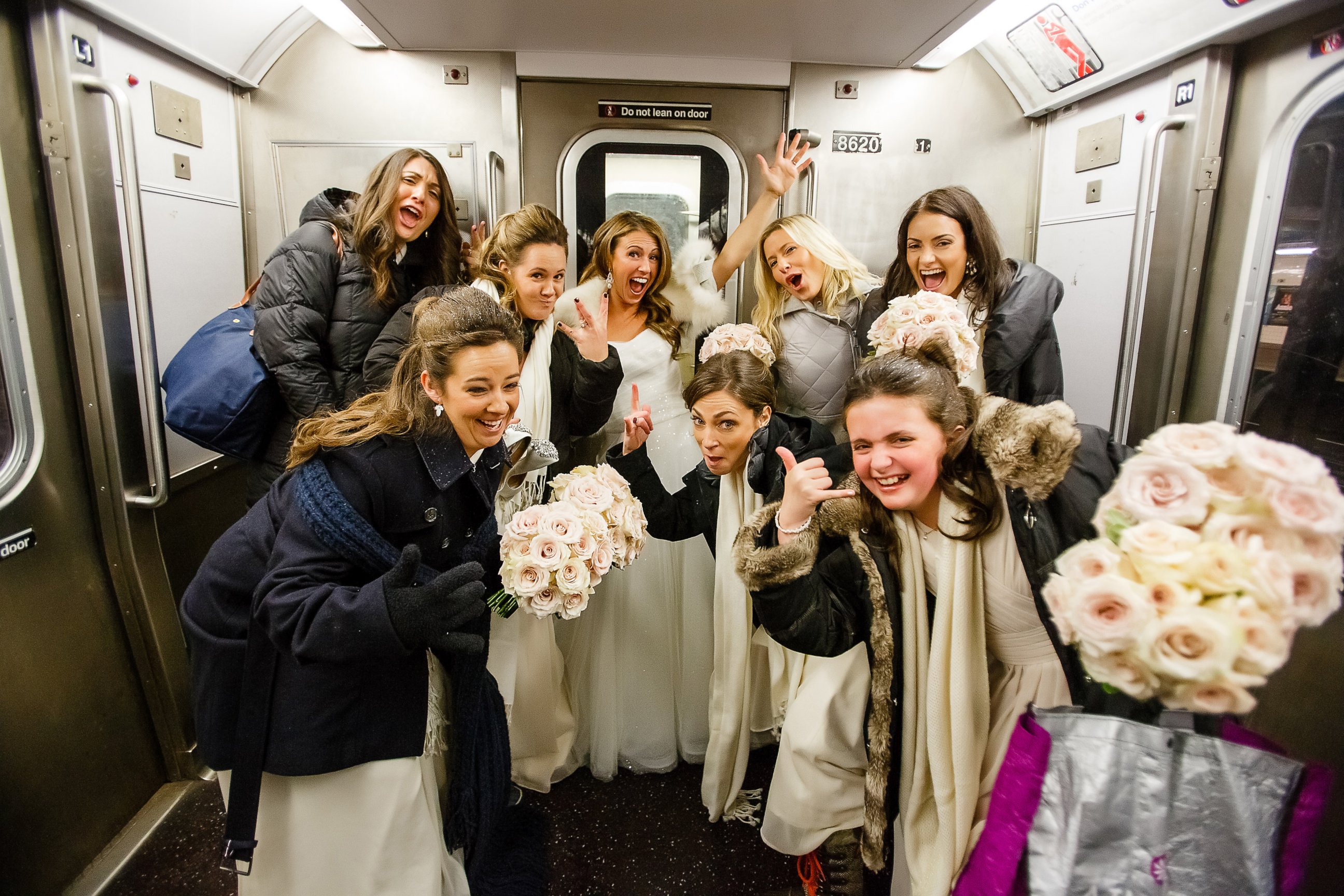 PHOTO:When a travel ban was put in place due to the inclement weather on Sat. Jan. 23, bride Ashley Burlage and her wedding party took the subway to the ceremony.  