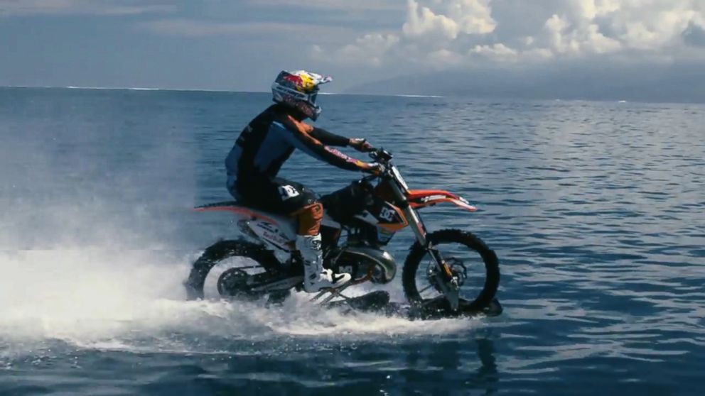PHOTO: Robbie Maddison rode a modified dirt bike on the waves in Tahiti.