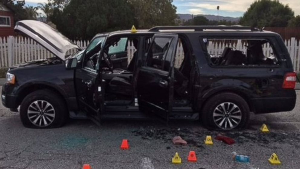 PHOTO: The San Bernardino County Sheriff's Office released a photo of an SUV driven by the suspects accused in an officer-involved shooting on Dec. 2, 2015.