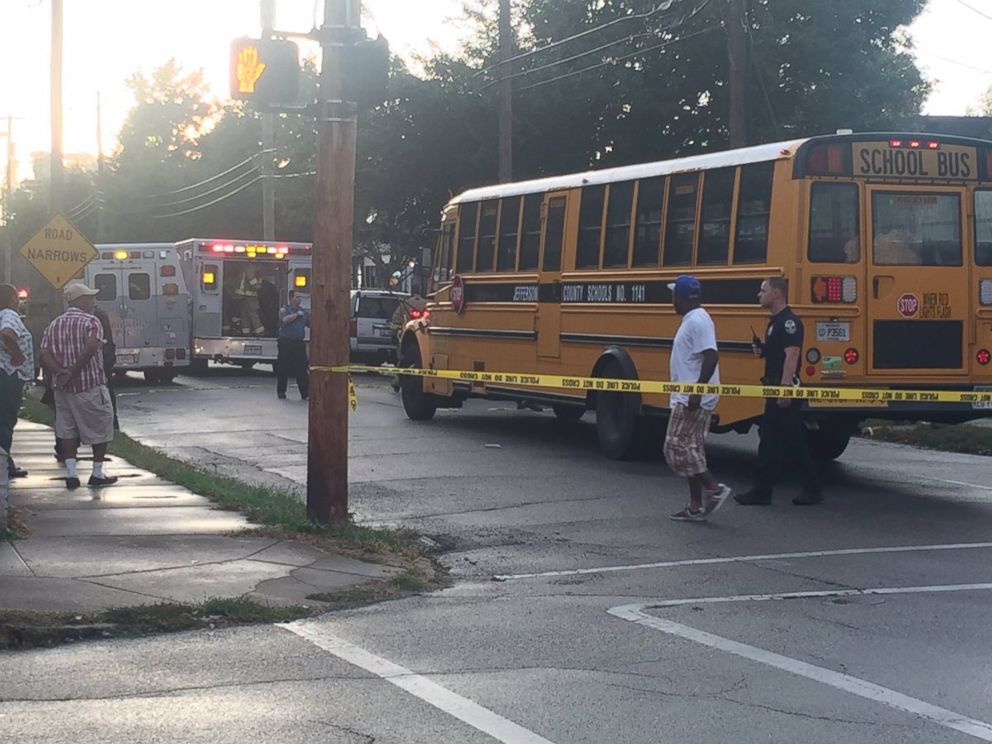 PHOTO: Louisville Metro police say an SUV ignored a school bus' flashing red lights and struck three children as they waited on the sidewalk to board the bus.
