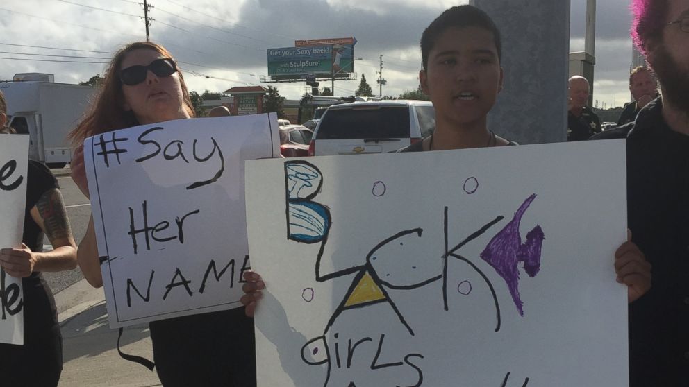 PHOTO:  A group of 'Dream Defenders' activists gathered in St. Petersburg, Florida to chant the names of three teen girls who drowned in a pond on March 31, 2016. The event was held in conjunction with the #SayHerName campaign.