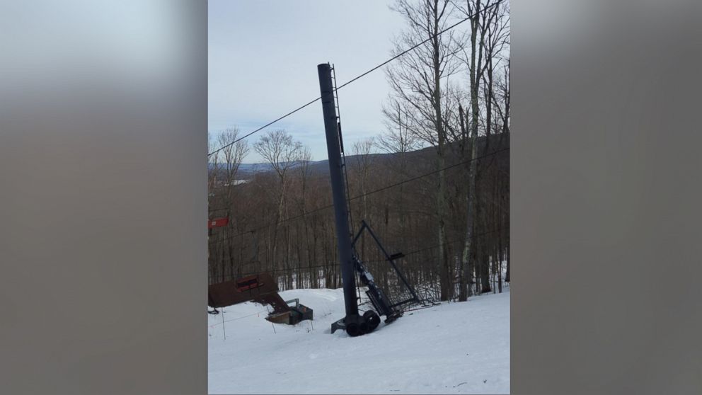 A spokesman for West Virginia Ski Areas Association confirms that more than two dozen skiiers at the Timberline Resort in West Virginia suffered minor injuries after a ski lift derailed, Feb. 20, 2016. 