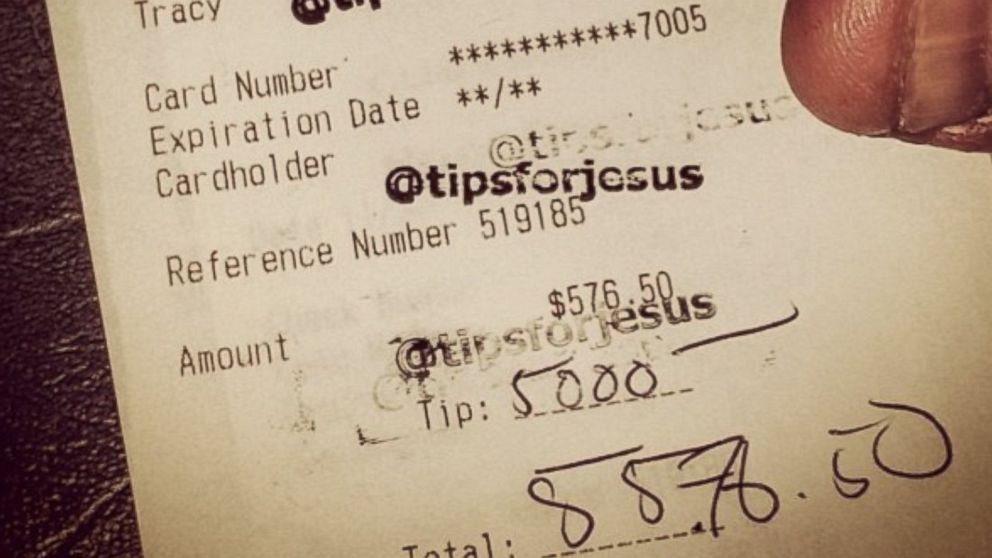 An Instagram account is posting customer copy receipts as proof of large tips of over $1,000 at restaurants and bars in the name of "the Lord."
