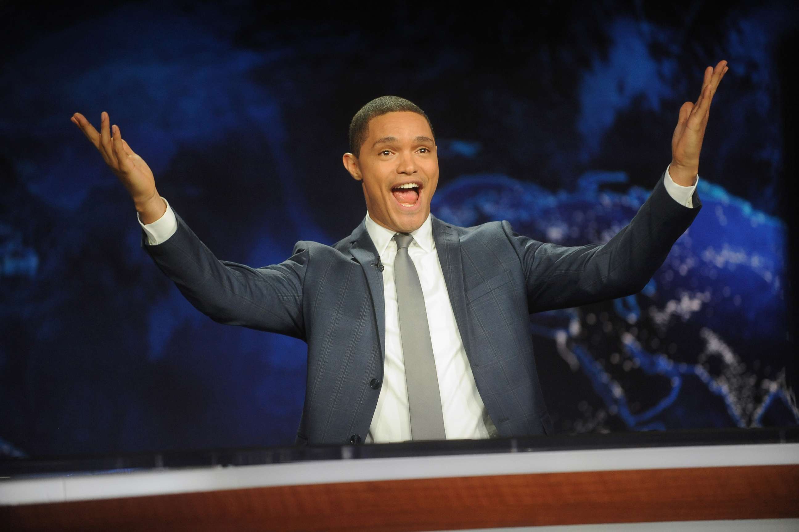 PHOTO: Trevor Noah hosts Comedy Central's "The Daily Show with Trevor Noah" premiere on September 28, 2015 in New York City. 