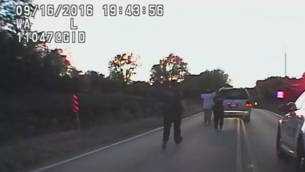 PHOTO: Video released by the Tulsa Police Department shows the moments before 40-year-old Terence Crutcher was shot by a police officer Friday night.