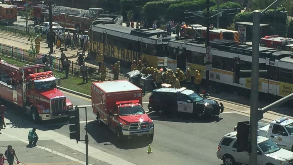 Over 20 people were injured when a metro rail train collided with a car near the University of Southern California in downtown Los Angeles.
