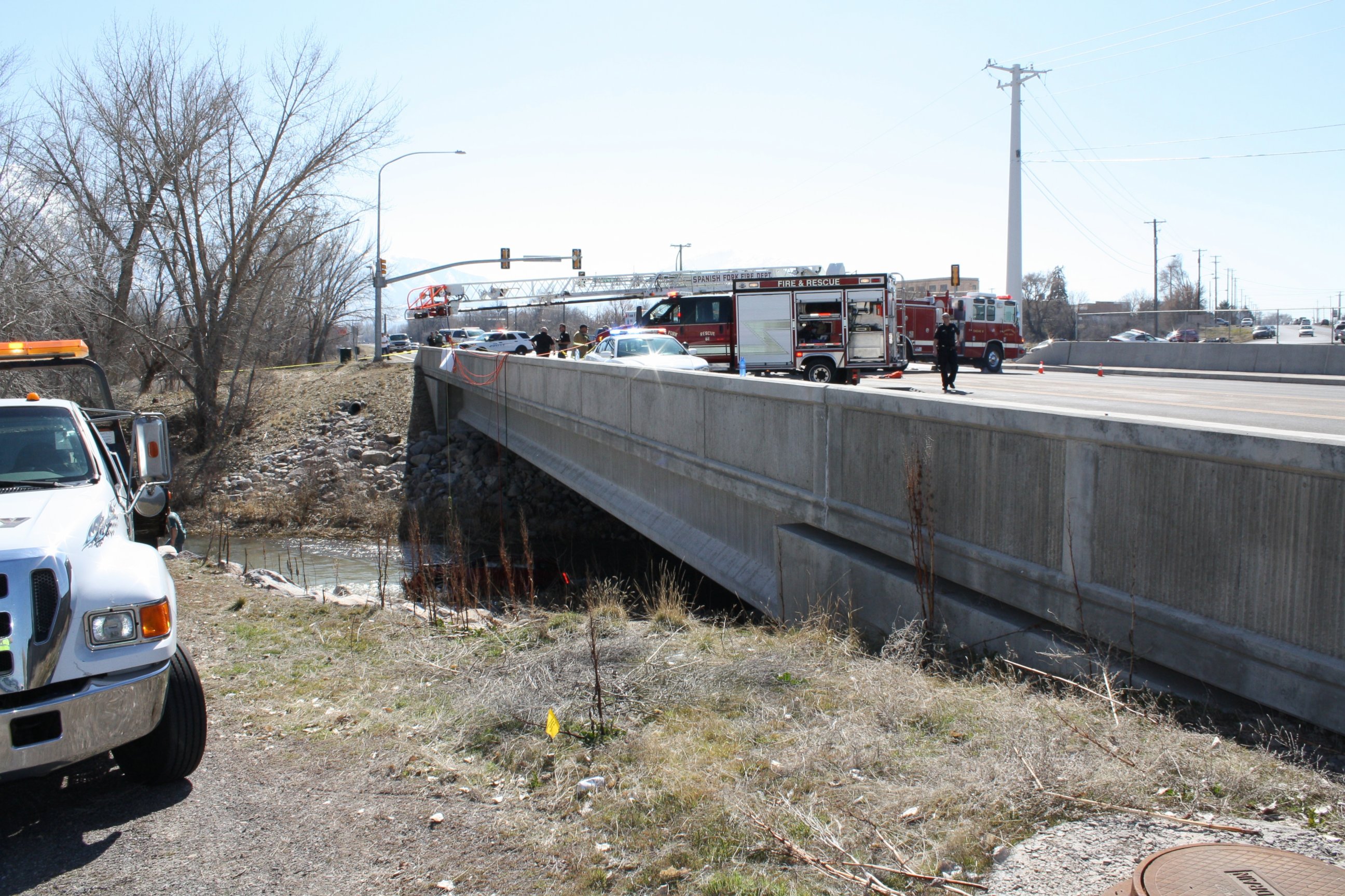 PHOTO: A baby is in critical condition and her mother is dead after their car crashed into the Spanish Fork River in Utah, Saturday, March 7, 2015. It is believed the car was in the water for 13 hours.
